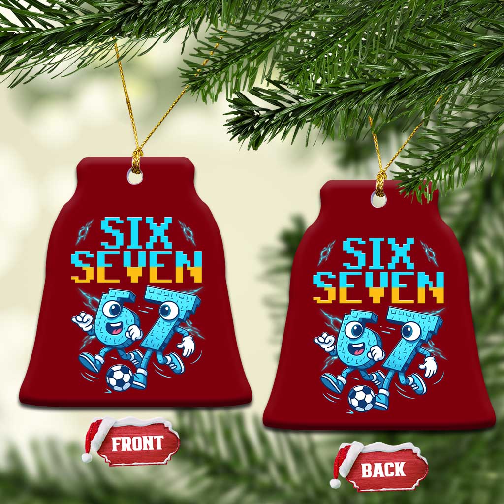 Funny Six Seven Pixel Playing Soccer Ceramic Ornament Gen Z Alpha Gift TS12 Print Your Wear