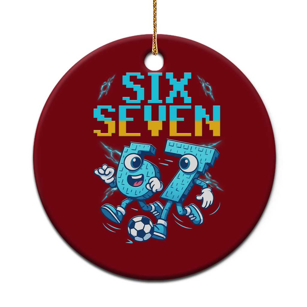 Funny Six Seven Pixel Playing Soccer Ceramic Ornament Gen Z Alpha Gift TS12 1pc Red Print Your Wear