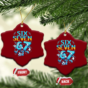 Funny Six Seven Pixel Playing Soccer Ceramic Ornament Gen Z Alpha Gift TS12 Print Your Wear