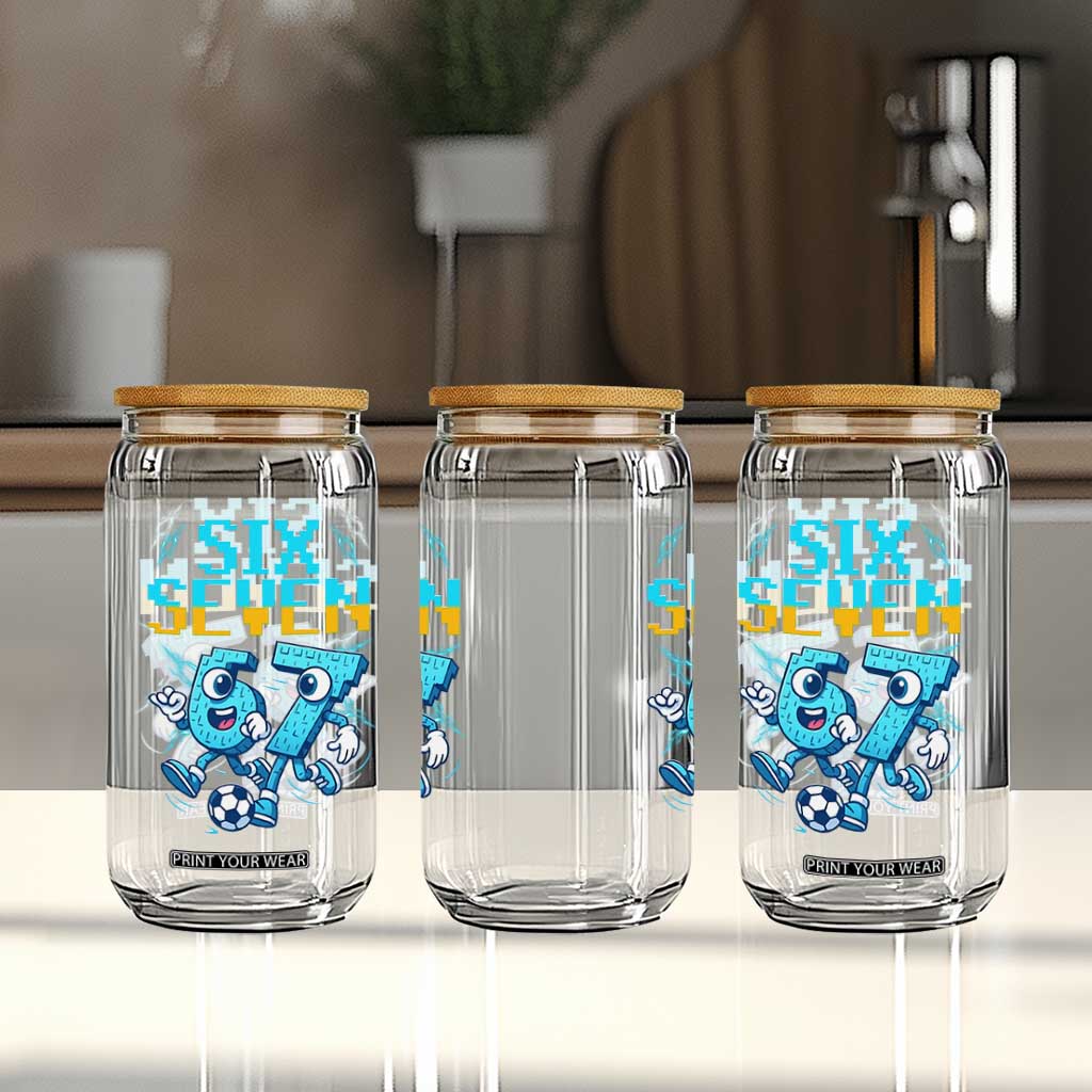 Funny Six Seven Pixel Playing Soccer Glass Can Gen Z Alpha Gift TS12 Print Your Wear