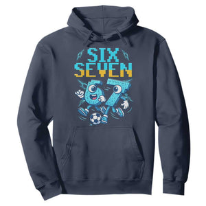 Funny Six Seven Pixel Playing Soccer Hoodie Gen Z Alpha Gift TS12 Navy Print Your Wear