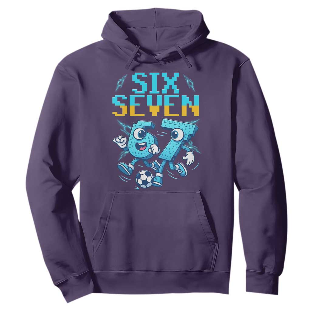 Funny Six Seven Pixel Playing Soccer Hoodie Gen Z Alpha Gift TS12 Purple Print Your Wear