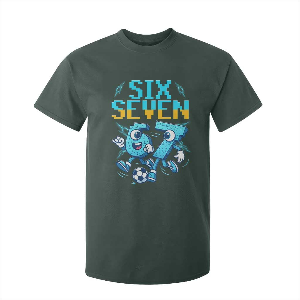 Funny Six Seven Pixel Playing Soccer T Shirt For Kid Gen Z Alpha Gift TS12 Dark Forest Green Print Your Wear
