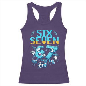 Funny Six Seven Pixel Playing Soccer Racerback Tank Top Gen Z Alpha Gift TS12 Purple Print Your Wear