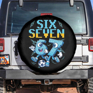 Funny Six Seven Pixel Playing Soccer Spare Tire Cover Gen Z Alpha Gift TS12 No hole Black Print Your Wear