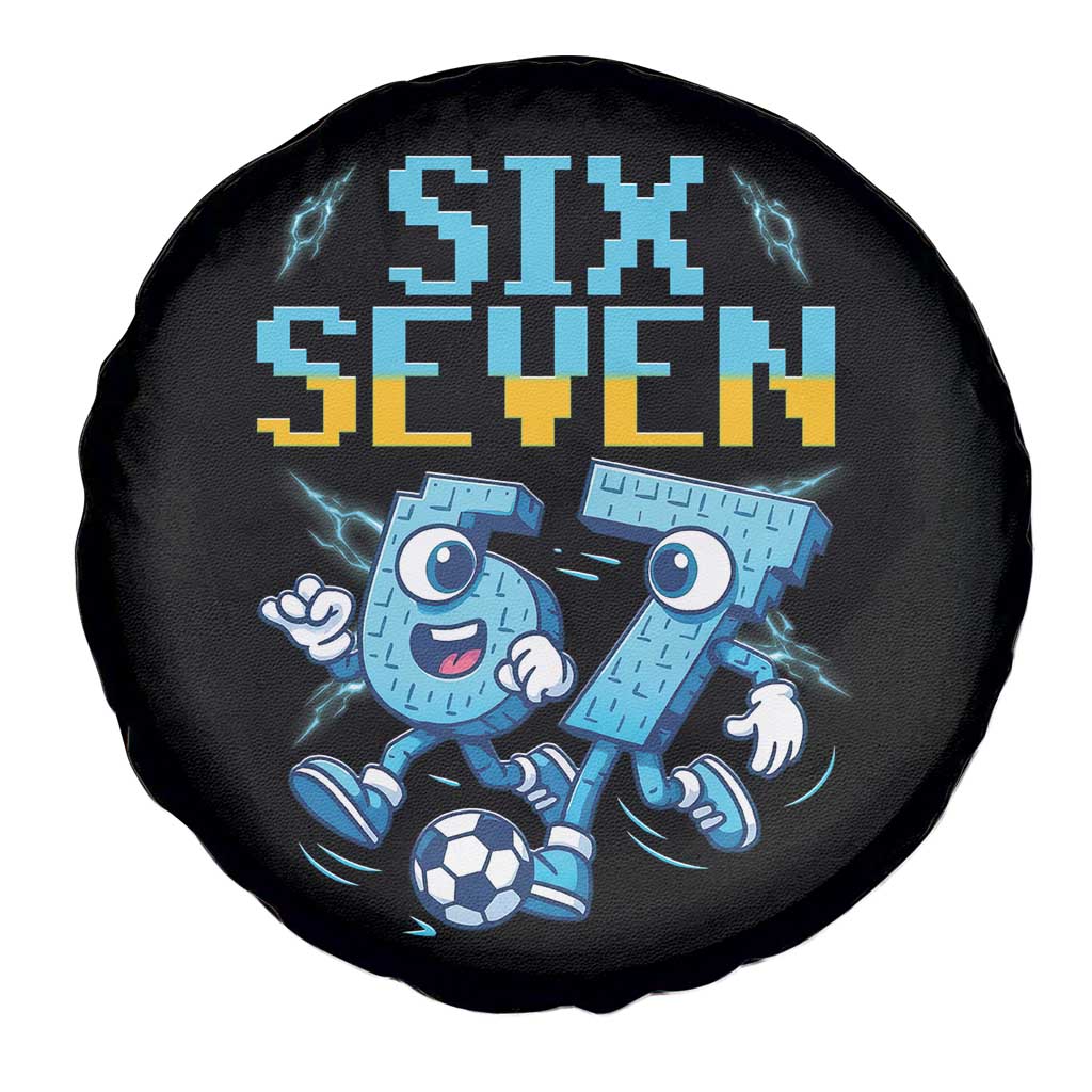 Funny Six Seven Pixel Playing Soccer Spare Tire Cover Gen Z Alpha Gift TS12 Print Your Wear