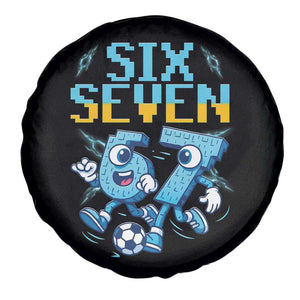 Funny Six Seven Pixel Playing Soccer Spare Tire Cover Gen Z Alpha Gift TS12 Print Your Wear