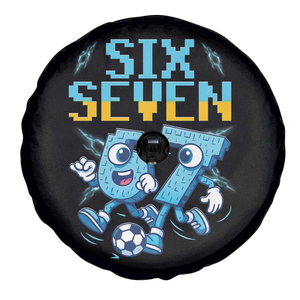 Funny Six Seven Pixel Playing Soccer Spare Tire Cover Gen Z Alpha Gift TS12 Print Your Wear