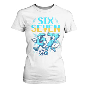 Funny Six Seven Pixel Playing Soccer T Shirt For Women Gen Z Alpha Gift TS12 White Print Your Wear