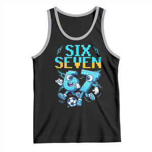 Funny Six Seven Pixel Playing Soccer Tank Top Gen Z Alpha Gift TS12 Black Athletic Heather Print Your Wear