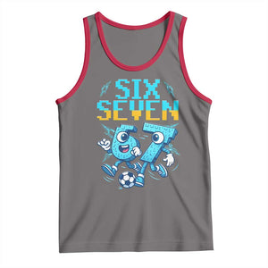 Funny Six Seven Pixel Playing Soccer Tank Top Gen Z Alpha Gift TS12 Deep Heather Red Print Your Wear