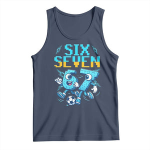 Funny Six Seven Pixel Playing Soccer Tank Top Gen Z Alpha Gift TS12 Navy Print Your Wear