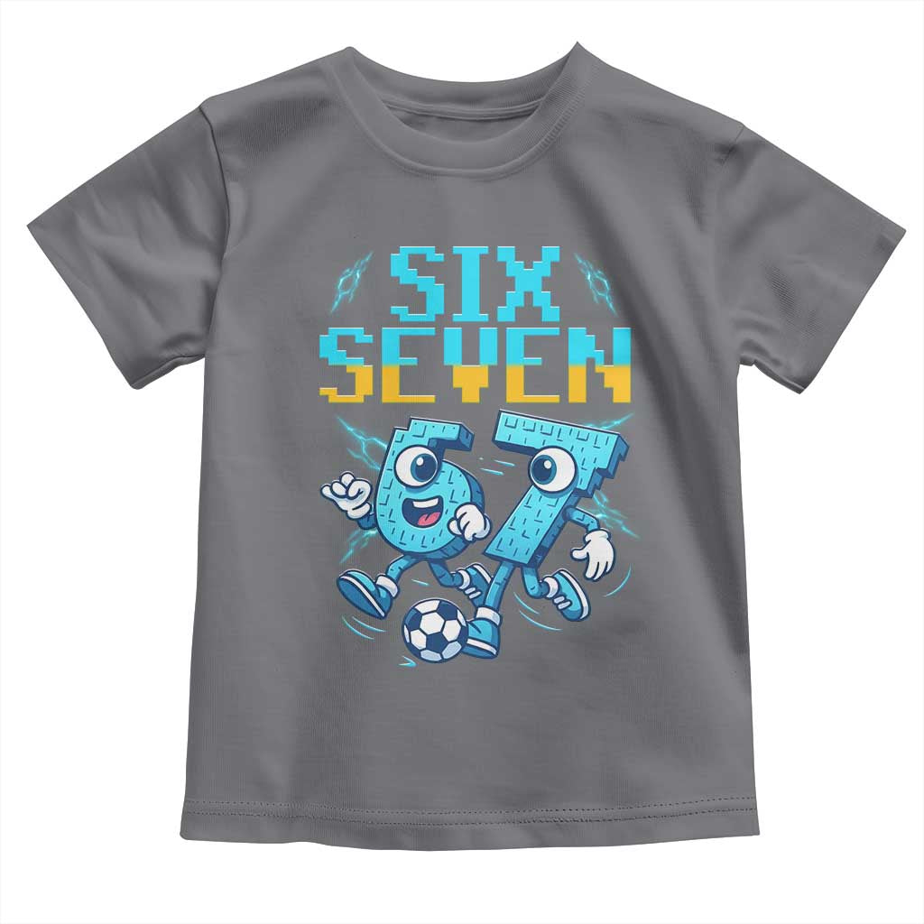 Funny Six Seven Pixel Playing Soccer Toddler T Shirt Gen Z Alpha Gift TS12 Charcoal Print Your Wear