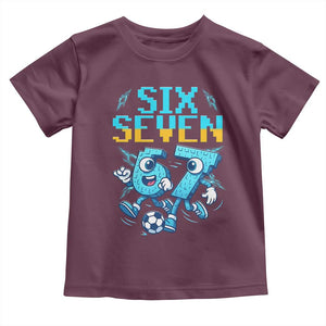 Funny Six Seven Pixel Playing Soccer Toddler T Shirt Gen Z Alpha Gift TS12 Maroon Print Your Wear