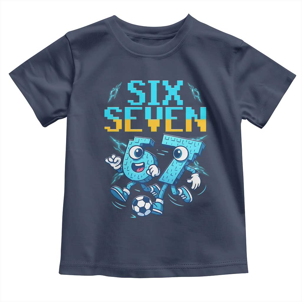Funny Six Seven Pixel Playing Soccer Toddler T Shirt Gen Z Alpha Gift TS12 Navy Print Your Wear