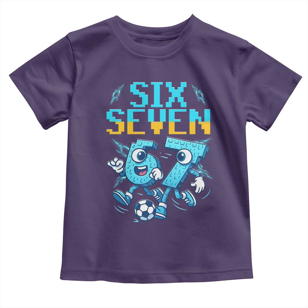 Funny Six Seven Pixel Playing Soccer Toddler T Shirt Gen Z Alpha Gift TS12 Purple Print Your Wear