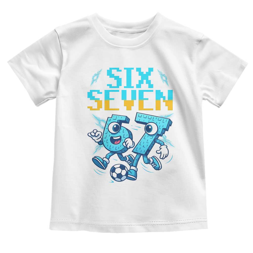 Funny Six Seven Pixel Playing Soccer Toddler T Shirt Gen Z Alpha Gift TS12 White Print Your Wear