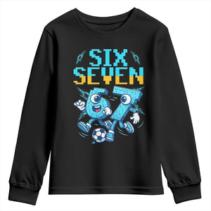 Funny Six Seven Pixel Playing Soccer Youth Sweatshirt Gen Z Alpha Gift TS12 Black Print Your Wear
