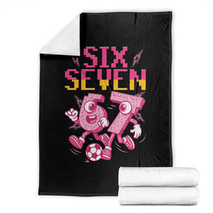Funny Gen Z Alpha Gift Throw Blanket Six Seven Meme Soccer Lover TS12 Black Print Your Wear