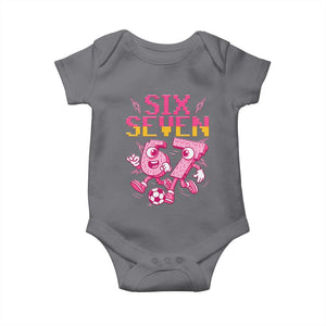 Funny Gen Z Alpha Gift Baby Onesie Six Seven Meme Soccer Lover TS12 Charcoal Print Your Wear