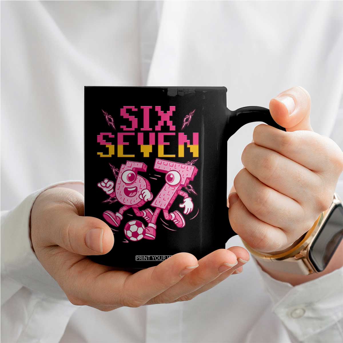 Funny Gen Z Alpha Gift Coffee Mug Six Seven Meme Soccer Lover TS12 Print Your Wear