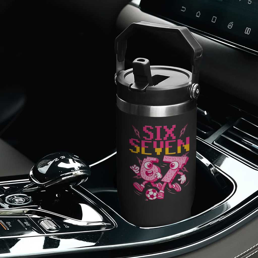 Funny Gen Z Alpha Gift Flip Straw Tumbler Six Seven Meme Soccer Lover TS12 Print Your Wear