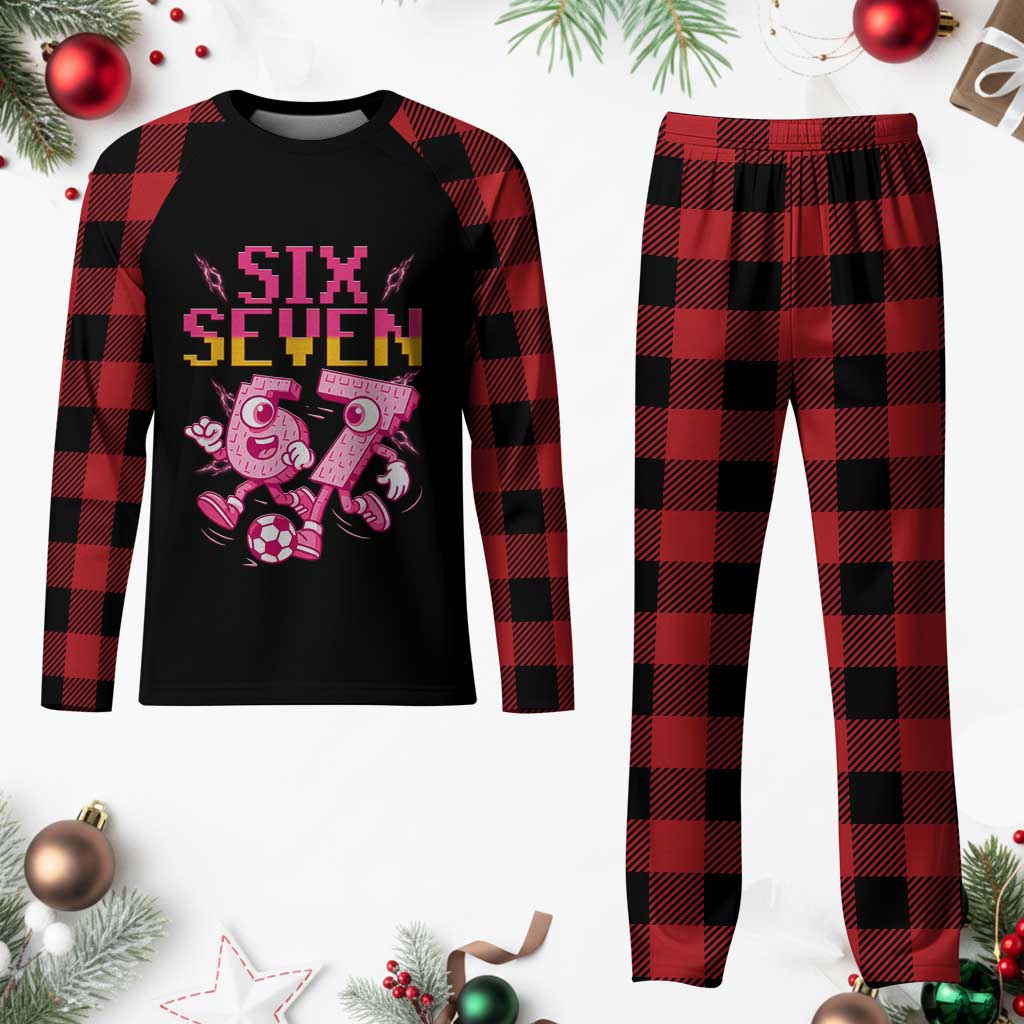 Funny Gen Z Alpha Gift Plaid Pajama Set Six Seven Meme Soccer Lover TS12 Buffalo Plaid Print Your Wear