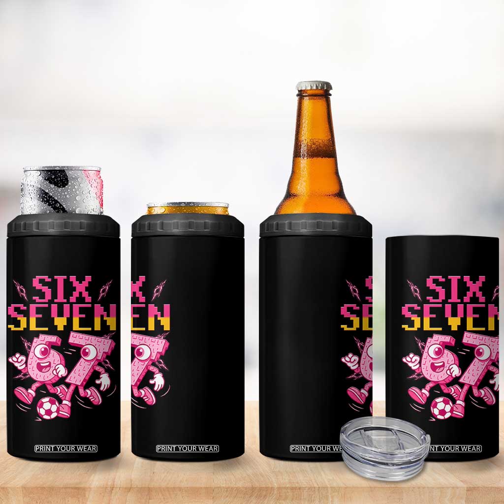 Funny Gen Z Alpha Gift 4 in 1 Can Cooler Tumbler Six Seven Meme Soccer Lover TS12 Print Your Wear