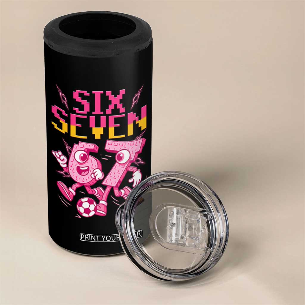 Funny Gen Z Alpha Gift 4 in 1 Can Cooler Tumbler Six Seven Meme Soccer Lover TS12 Print Your Wear