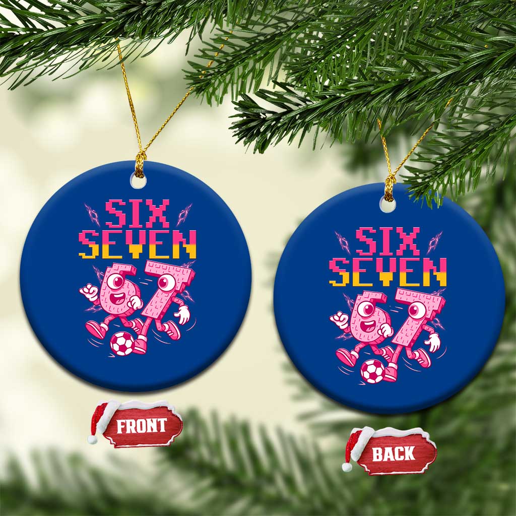 Funny Gen Z Alpha Gift Ceramic Ornament Six Seven Meme Soccer Lover TS12 1pc Blue Print Your Wear