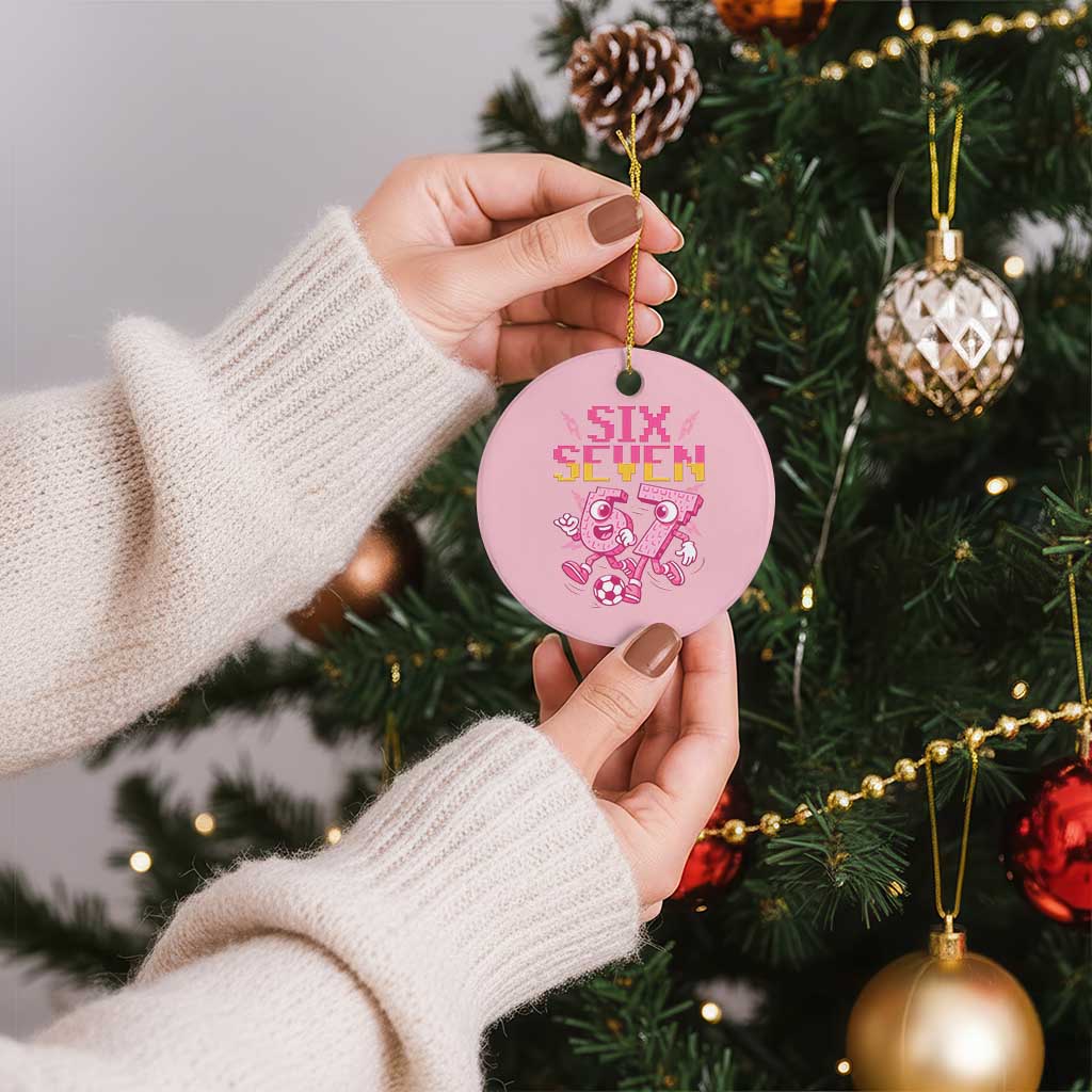 Funny Gen Z Alpha Gift Ceramic Ornament Six Seven Meme Soccer Lover TS12 1pc Light Pink Print Your Wear