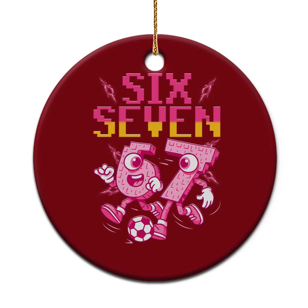 Funny Gen Z Alpha Gift Ceramic Ornament Six Seven Meme Soccer Lover TS12 1pc Red Print Your Wear