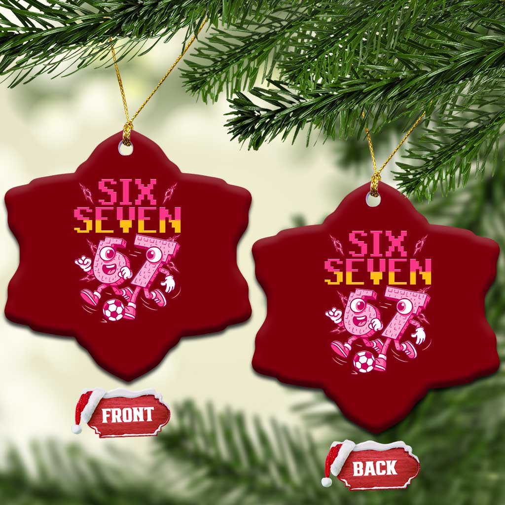 Funny Gen Z Alpha Gift Ceramic Ornament Six Seven Meme Soccer Lover TS12 Print Your Wear