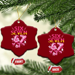 Funny Gen Z Alpha Gift Ceramic Ornament Six Seven Meme Soccer Lover TS12 Print Your Wear