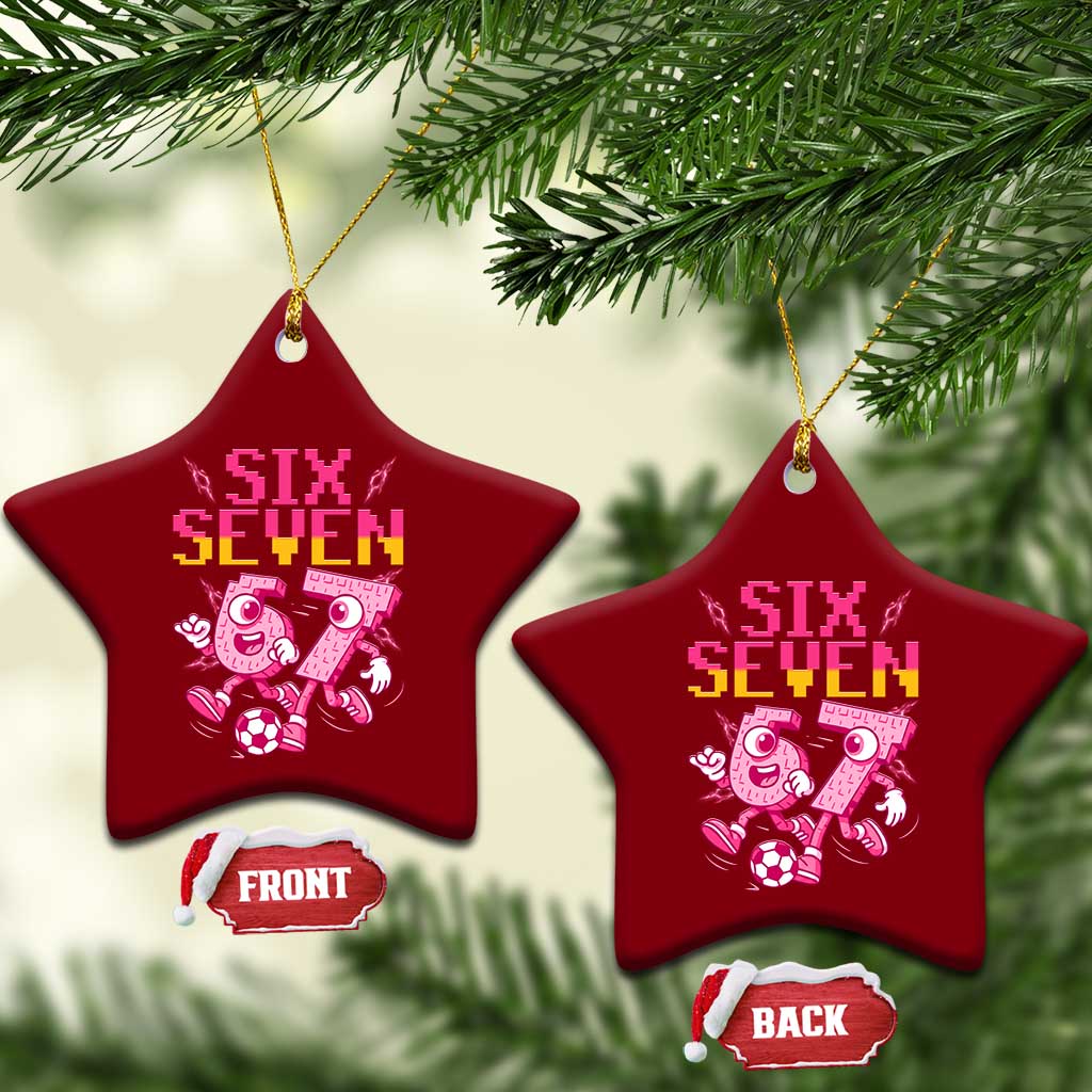 Funny Gen Z Alpha Gift Ceramic Ornament Six Seven Meme Soccer Lover TS12 Print Your Wear