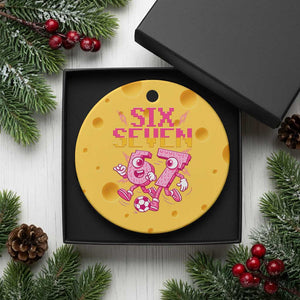 Funny Gen Z Alpha Gift Ceramic Ornament Six Seven Meme Soccer Lover TS12 1pc Yellow Cheese Print Your Wear