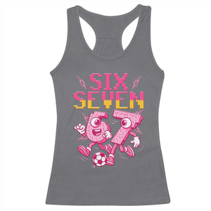 Funny Gen Z Alpha Gift Racerback Tank Top Six Seven Meme Soccer Lover TS12 Charcoal Print Your Wear