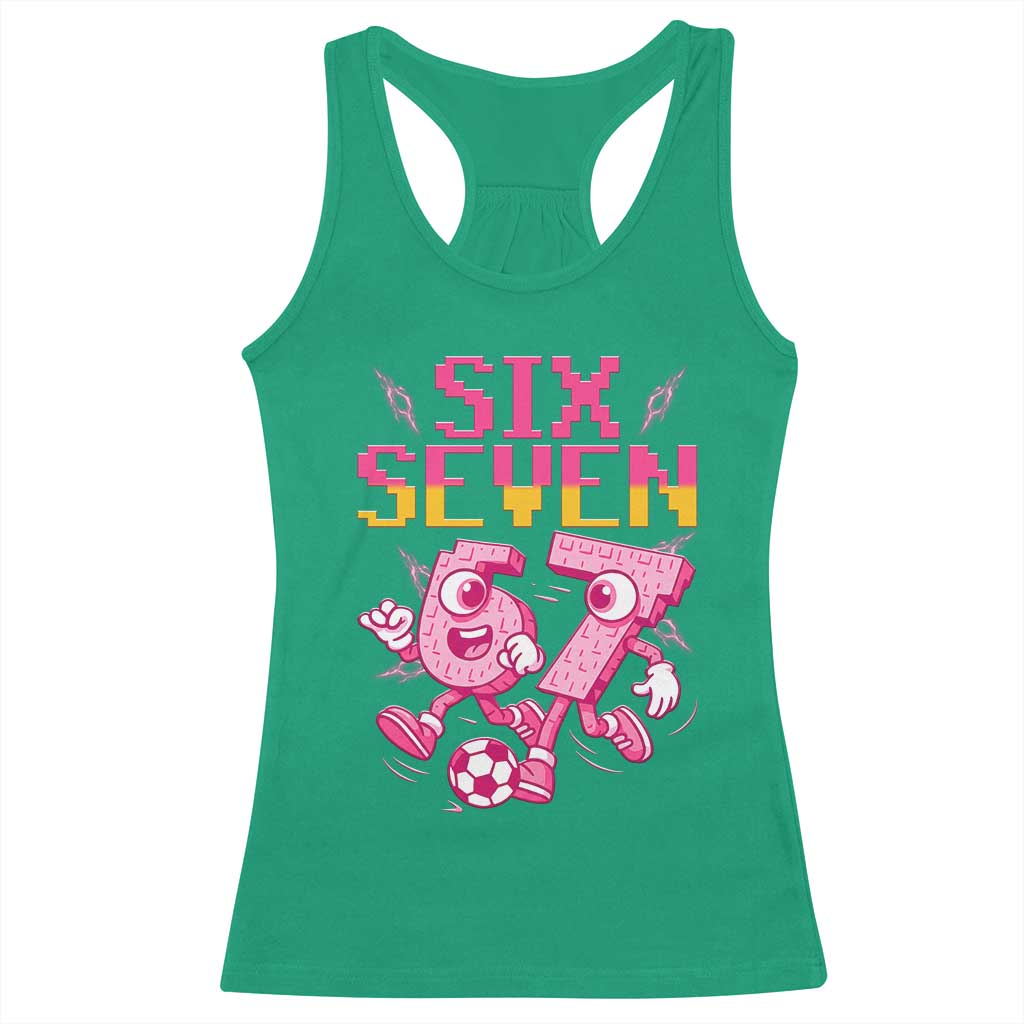 Funny Gen Z Alpha Gift Racerback Tank Top Six Seven Meme Soccer Lover TS12 Irish Green Print Your Wear