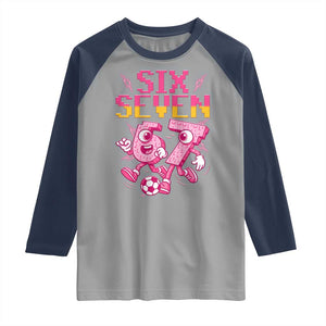 Funny Gen Z Alpha Gift Raglan Shirt Six Seven Meme Soccer Lover TS12 Sport Gray Navy Print Your Wear