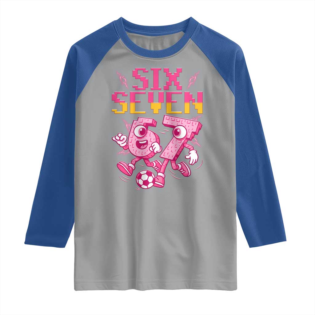 Funny Gen Z Alpha Gift Raglan Shirt Six Seven Meme Soccer Lover TS12 Sport Gray Royal Print Your Wear