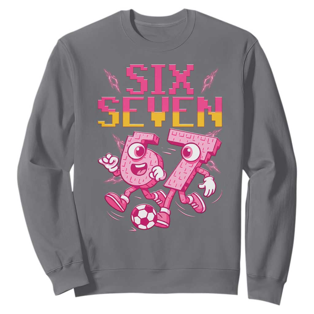 Funny Gen Z Alpha Gift Sweatshirt Six Seven Meme Soccer Lover TS12 Charcoal Print Your Wear