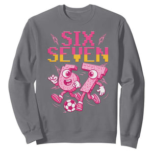 Funny Gen Z Alpha Gift Sweatshirt Six Seven Meme Soccer Lover TS12 Charcoal Print Your Wear