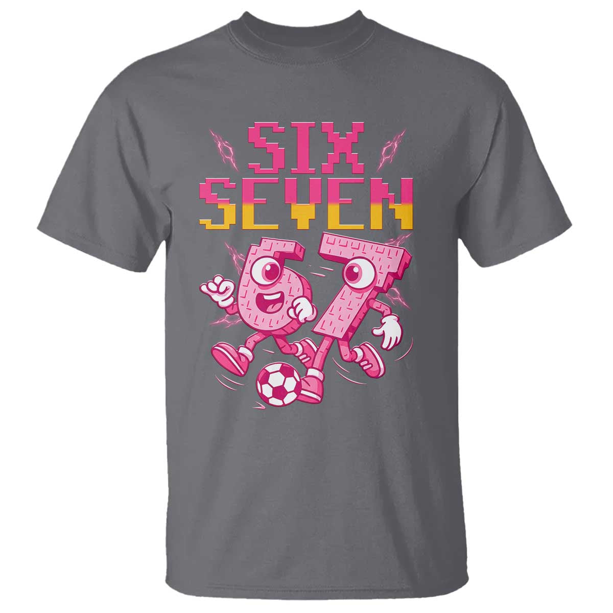 Funny Gen Z Alpha Gift T Shirt Six Seven Meme Soccer Lover TS12 Charcoal Print Your Wear
