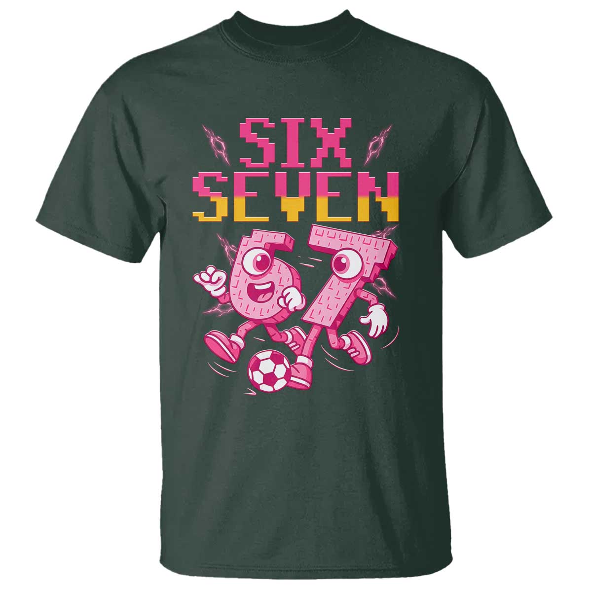 Funny Gen Z Alpha Gift T Shirt Six Seven Meme Soccer Lover TS12 Dark Forest Green Print Your Wear