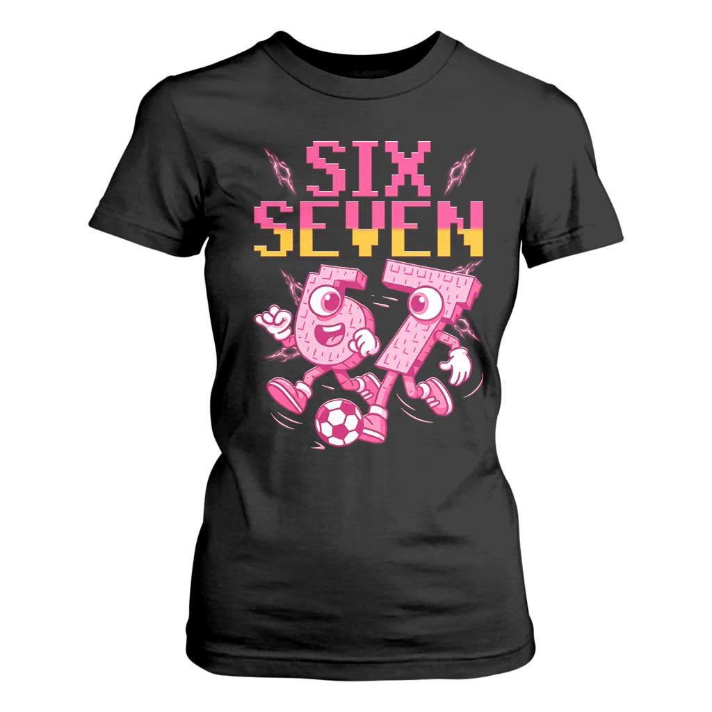 Funny Gen Z Alpha Gift T Shirt For Women Six Seven Meme Soccer Lover TS12 Black Print Your Wear