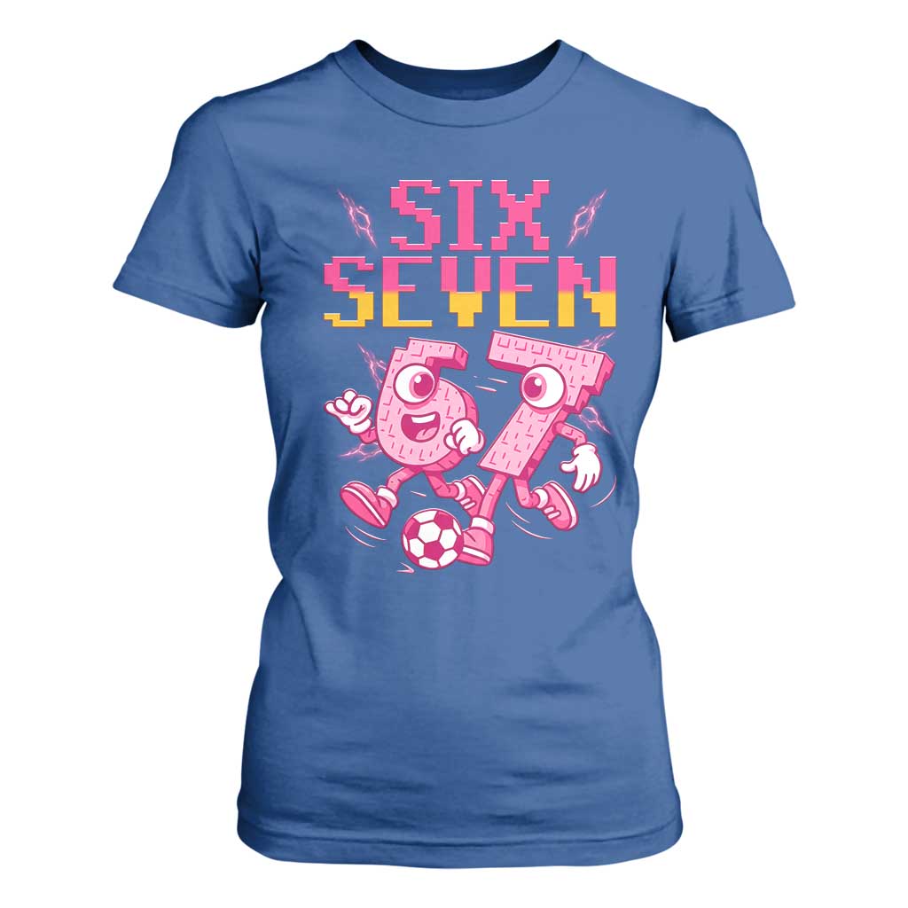 Funny Gen Z Alpha Gift T Shirt For Women Six Seven Meme Soccer Lover TS12 Royal Blue Print Your Wear