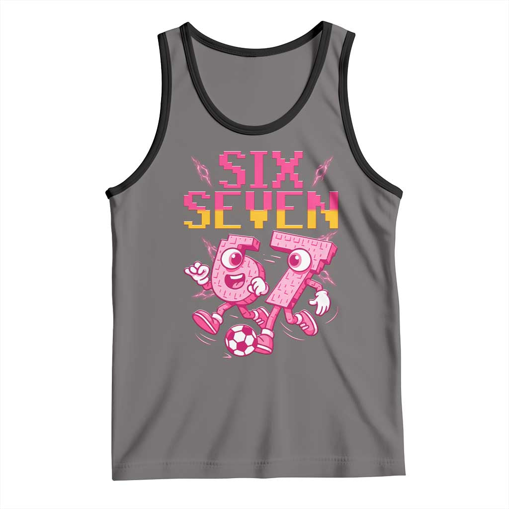 Funny Gen Z Alpha Gift Tank Top Six Seven Meme Soccer Lover TS12 Deep Heather Black Print Your Wear