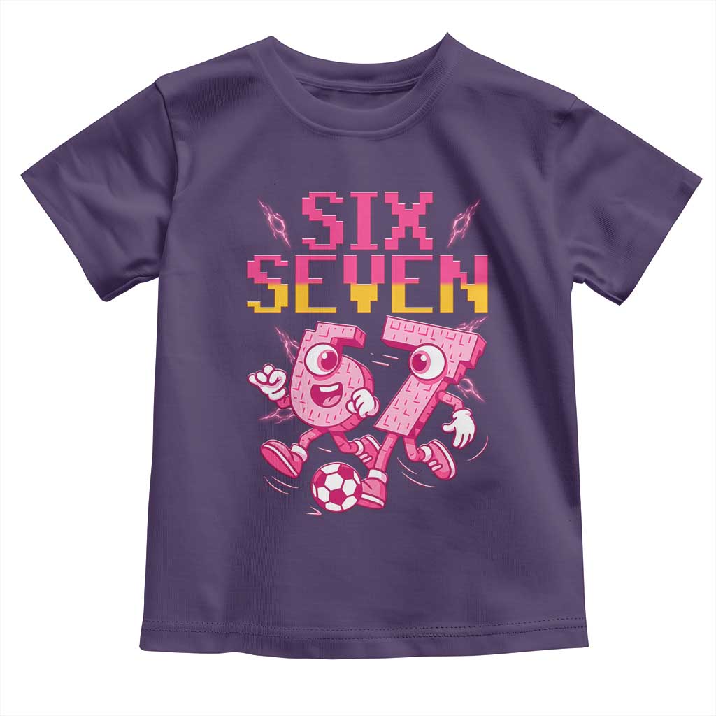 Funny Gen Z Alpha Gift Toddler T Shirt Six Seven Meme Soccer Lover TS12 Purple Print Your Wear