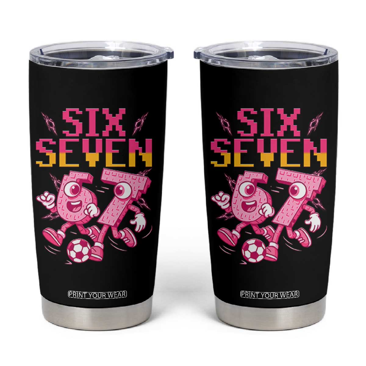 Funny Gen Z Alpha Gift Tumbler Cup Six Seven Meme Soccer Lover TS12 Black Print Your Wear