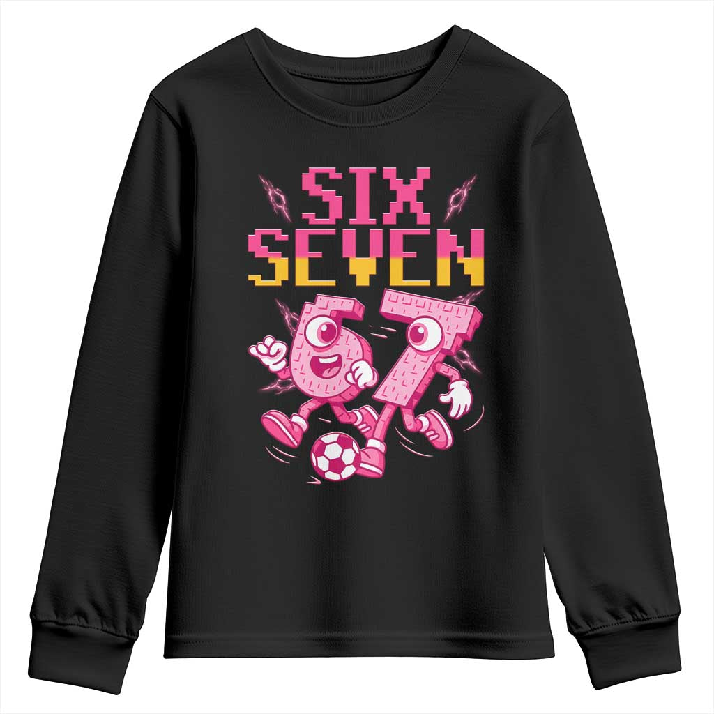 Funny Gen Z Alpha Gift Youth Sweatshirt Six Seven Meme Soccer Lover TS12 Black Print Your Wear